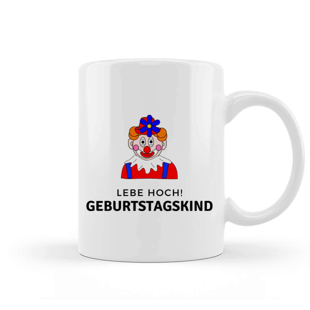 Lebe hoch Geburtstagskind Clown Tasse